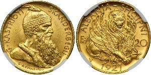 20 Franga Ari République albanaise (1925-1928) Or Zog I, Skanderbeg III of Albania