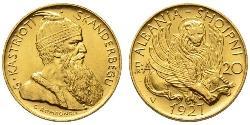 20 Franga Ari Албанская республика (1925-1928) Золото Zog I, Skanderbeg III of Albania