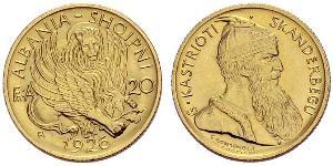 20 Franga Ari Албанская республика (1925-1928) Золото Zog I, Skanderbeg III of Albania