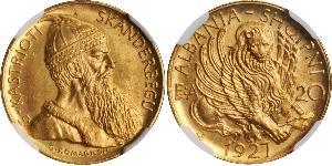 20 Franga Ari Албанская республика (1925-1928) Золото Zog I, Skanderbeg III of Albania