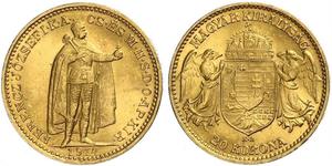 20 Korona Royaume de Hongrie (1000-1918) Or Franz Joseph I (1830 - 1916)