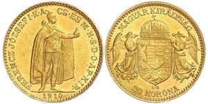 20 Korona Royaume de Hongrie (1000-1918) Or Franz Joseph I (1830 - 1916)