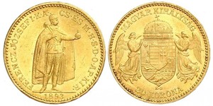 20 Korona Royaume de Hongrie (1000-1918) Or Franz Joseph I (1830 - 1916)