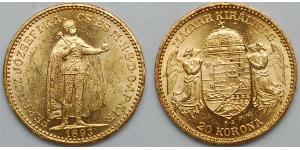 20 Korona Королiвство Угорщина (1000-1918) Золото Франц Иосиф I (1830 - 1916)