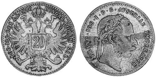 20 Kreuzer Autriche-Hongrie (1867-1918) Argent Franz Joseph I (1830 - 1916)