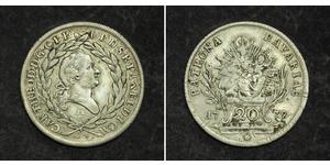 20 Kreuzer Électorat de Bavière (1623 - 1806) Argent 