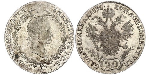 20 Kreuzer Impero austriaco (1804-1867) Argento Francis II, Holy Roman Emperor (1768 - 1835)