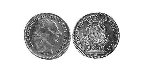 20 Kreuzer Margraviato di Baden-Durlach (1535 - 1771) Argento 