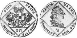 20 Kreuzer Principato di Ansbach (1398–1792) Argento Cristiano Federico di Brandeburgo-Ansbach(1736 – 1806)