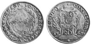 20 Kreuzer Electorate of Bavaria (1623 - 1806) Plata Maximiliano III José, Elector de Baviera(1727 – 1777)