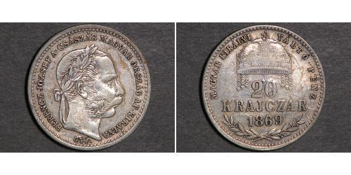 20 Kreuzer Imperio austrohúngaro (1867-1918) Plata Franz Joseph I (1830 - 1916)