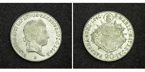 20 Kreuzer Imperio austríaco (1804-1867) Plata Ferdinand I of Austria (1793 - 1875)