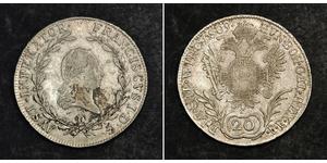20 Kreuzer Imperio austríaco (1804-1867) Plata Francis II, Holy Roman Emperor (1768 - 1835)