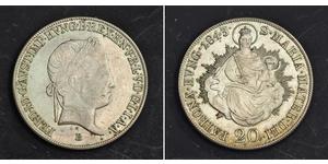 20 Kreuzer Imperio austríaco (1804-1867) Plata Ferdinand I of Austria (1793 - 1875)
