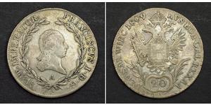 20 Kreuzer Imperio austríaco (1804-1867) Plata 