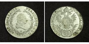 20 Kreuzer Imperio austríaco (1804-1867) Plata Francis II, Holy Roman Emperor (1768 - 1835)