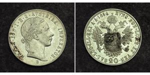 20 Kreuzer Imperio austríaco (1804-1867) Plata 