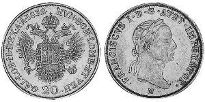 20 Kreuzer Imperio austríaco (1804-1867) Plata 