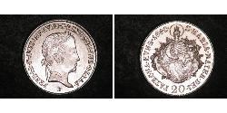 20 Kreuzer Reino de Hungría (1000-1918) Plata Ferdinand I of Austria (1793 - 1875)