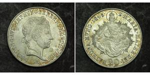 20 Kreuzer Kaisertum Österreich (1804-1867) Silber Ferdinand I of Austria (1793 - 1875)