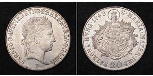 20 Kreuzer Kaisertum Österreich (1804-1867) Silber Ferdinand I of Austria (1793 - 1875)