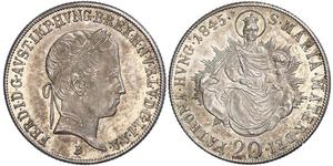 20 Kreuzer Kaisertum Österreich (1804-1867) Silber Ferdinand I of Austria (1793 - 1875)