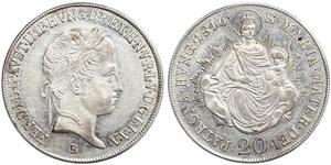 20 Kreuzer Kaisertum Österreich (1804-1867) Silber Ferdinand I of Austria (1793 - 1875)