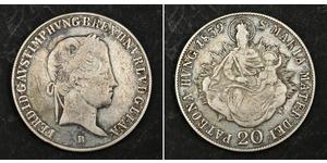 20 Kreuzer Kaisertum Österreich (1804-1867) Silber Ferdinand I of Austria (1793 - 1875)