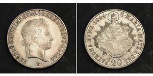 20 Kreuzer Kaisertum Österreich (1804-1867) Silber Ferdinand I of Austria (1793 - 1875)