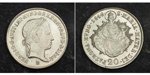 20 Kreuzer Kaisertum Österreich (1804-1867) Silber Ferdinand I of Austria (1793 - 1875)