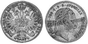 20 Kreuzer Austria-Hungary (1867-1918) Silver Franz Joseph I (1830 - 1916)