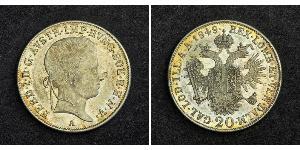 20 Kreuzer Austrian Empire (1804-1867) Silver Ferdinand I of Austria (1793 - 1875)
