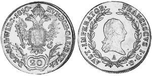 20 Kreuzer Austrian Empire (1804-1867) Silver Francis II, Holy Roman Emperor (1768 - 1835)