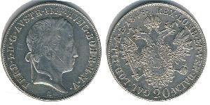 20 Kreuzer Austrian Empire (1804-1867) Silver Ferdinand I of Austria (1793 - 1875)