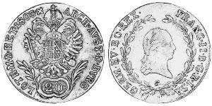 20 Kreuzer Austrian Empire (1804-1867) Silver Francis II, Holy Roman Emperor (1768 - 1835)