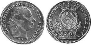 20 Kreuzer Margrave of Baden-Durlach (1535 - 1771) 銀 