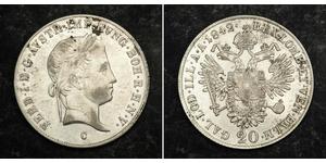 20 Kreuzer 奧地利帝國 (1804 - 1867) 銀 Ferdinand I of Austria (1793 - 1875)