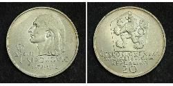 20 Krone Tchécoslovaquie  (1918-1992) Argent Andrej Sládkovič