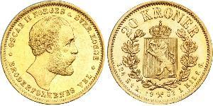 20 Krone Norway Gold Oscar II of Sweden (1829-1907)