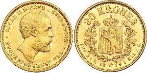 20 Krone Norway Gold Oscar II of Sweden (1829-1907)