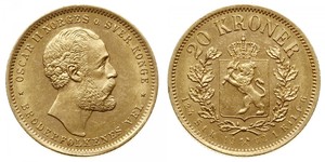 20 Krone Norwegen Gold Oskar II. (Schweden) (1829-1907)