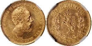 20 Krone Norwegen Gold Oskar II. (Schweden) (1829-1907)