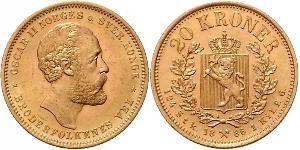 20 Krone Norwegen Gold Oskar II. (Schweden) (1829-1907)
