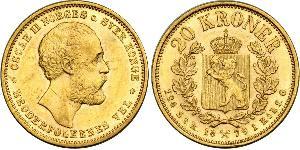 20 Krone Norwegen Gold Oskar II. (Schweden) (1829-1907)