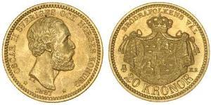 20 Krone Schweden Gold Oskar II. (Schweden) (1829-1907)