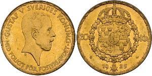 20 Krone Schweden Gold Gustav V. (Schweden) (1858 - 1950)