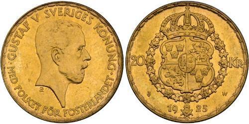 20 Krone Schweden Gold Gustav V. (Schweden) (1858 - 1950)