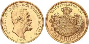 20 Krone Sweden Gold Oscar II of Sweden (1829-1907)