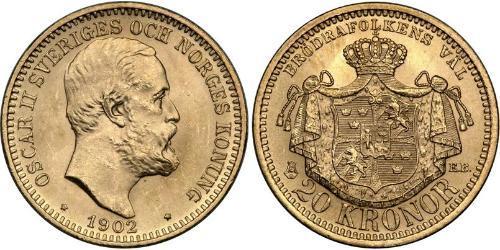 20 Krone Sweden Gold Oscar II of Sweden (1829-1907)