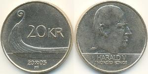 20 Krone Norwegen Messing 